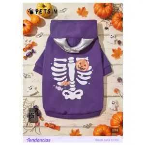 Abrigo morado Halloween con cuernos S miniatura 1
